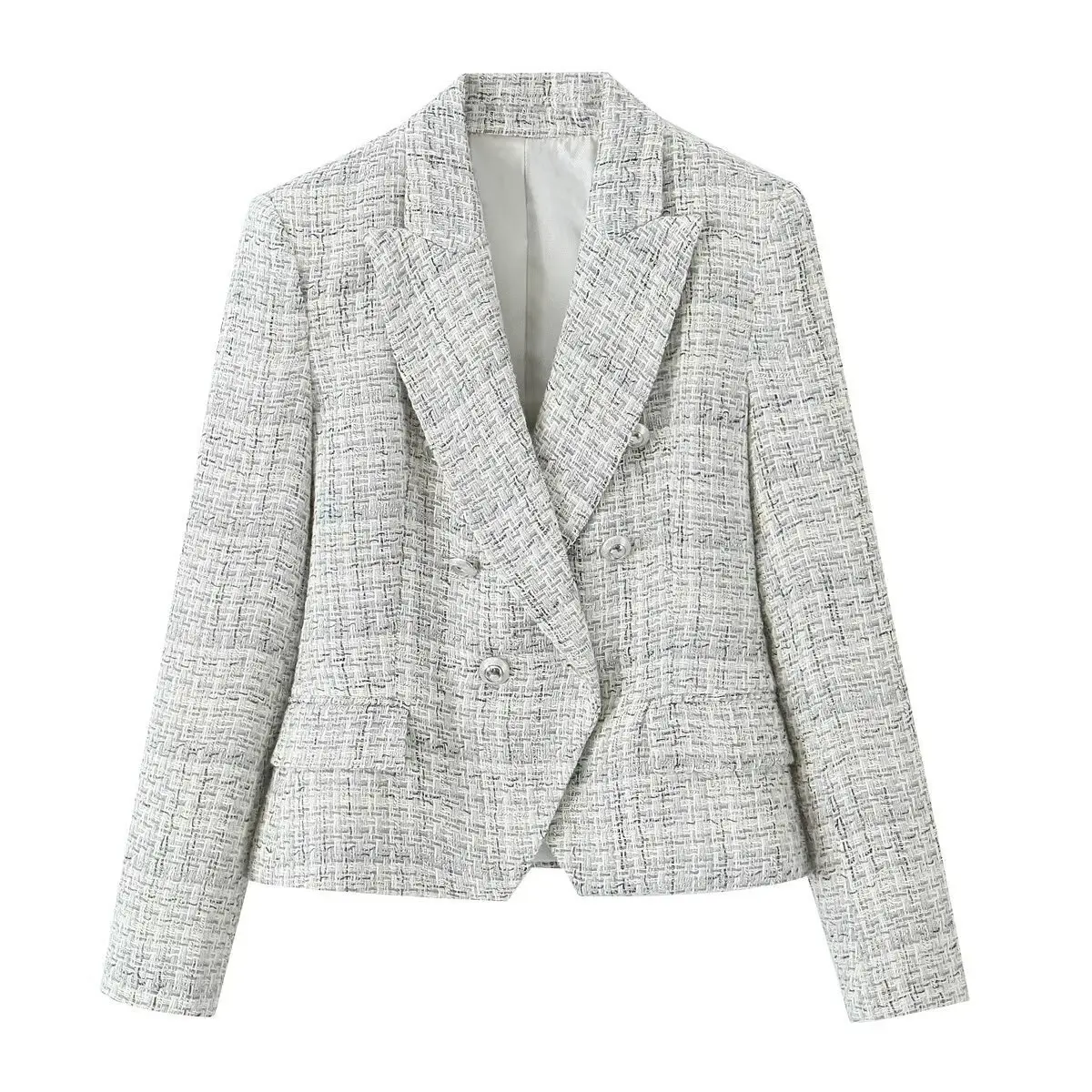 Women's Textured Double Breasted Suit Jacket