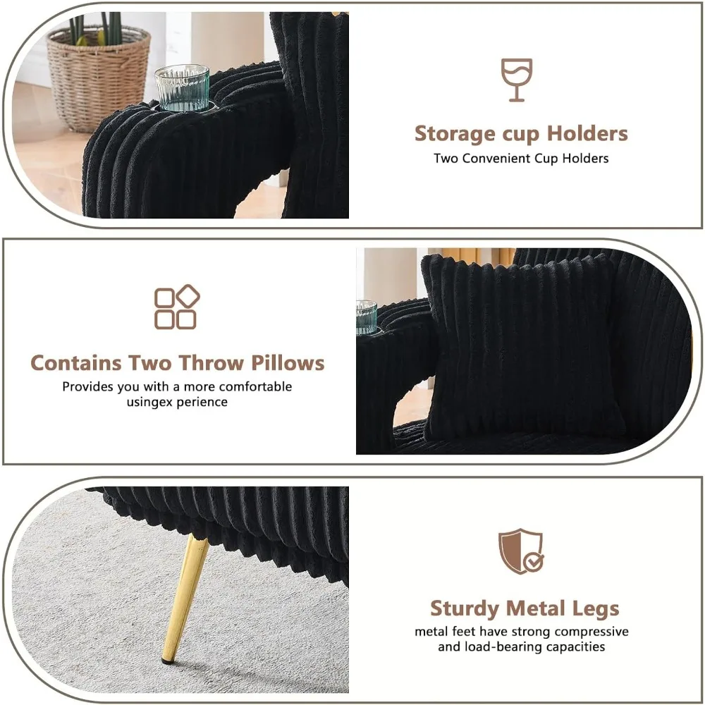 أريكة سرير قصيرة قابلة للتعديل بثلاثة أوضاع، أريكة نوم مقاس 74 بوصة مع وسائد، أثاث غرفة معيشة بسيط للمساحات الصغيرة