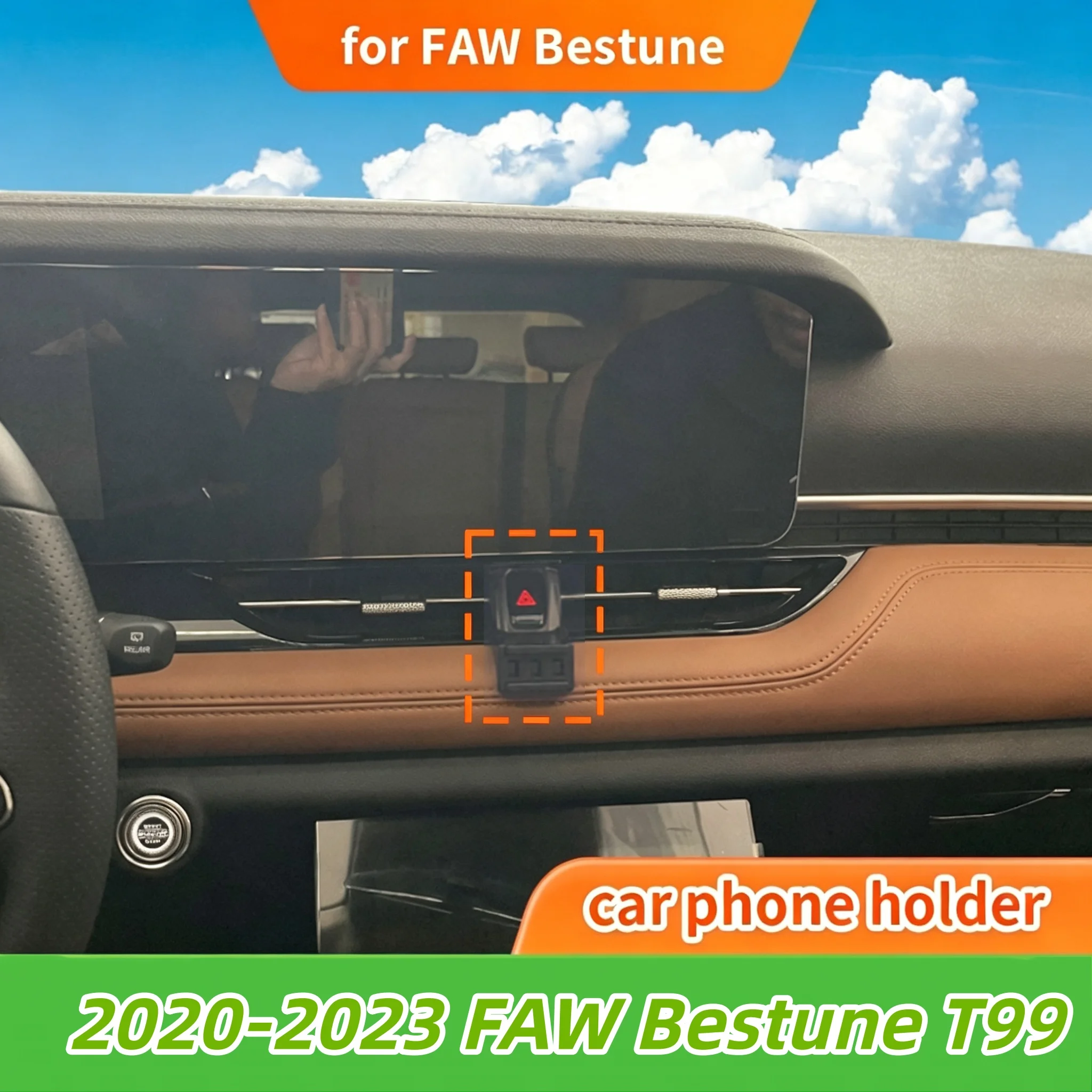 Premium Car Phone Holder & Base For 2020‑2023 FAW Bestune T99, 360‑Degree Swivel Adjustment, No Visual Blockage for Driver