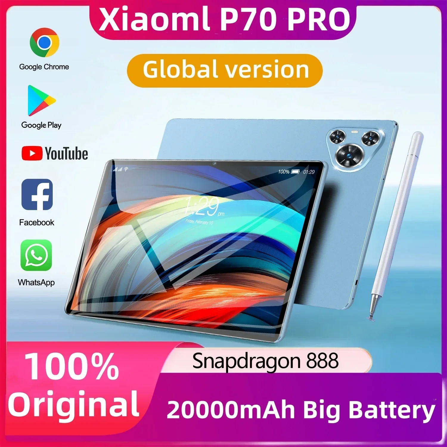 2024 Tablet Xiaoml Pad 7 Pro 12 inch Android 14 Global Snapdragon 888 16GB+1024GB 20000mah 4G/5G WIFI 4K HD Android tablets