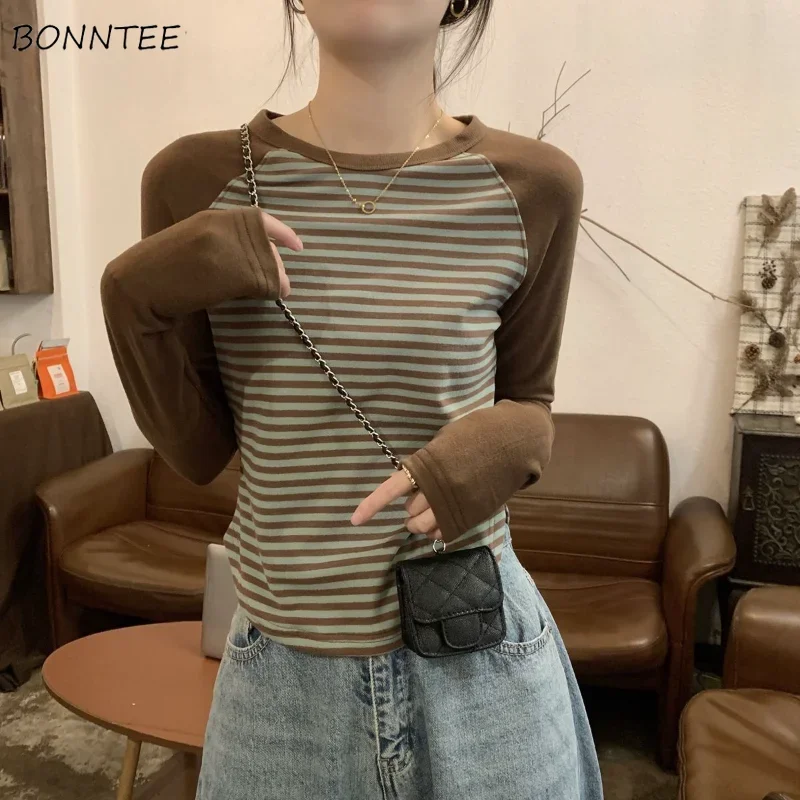 T-shirts Women Striped Simple Daily Personality Designed All-match Leisure Basics Korean Style Students Vintage Delicate Spring