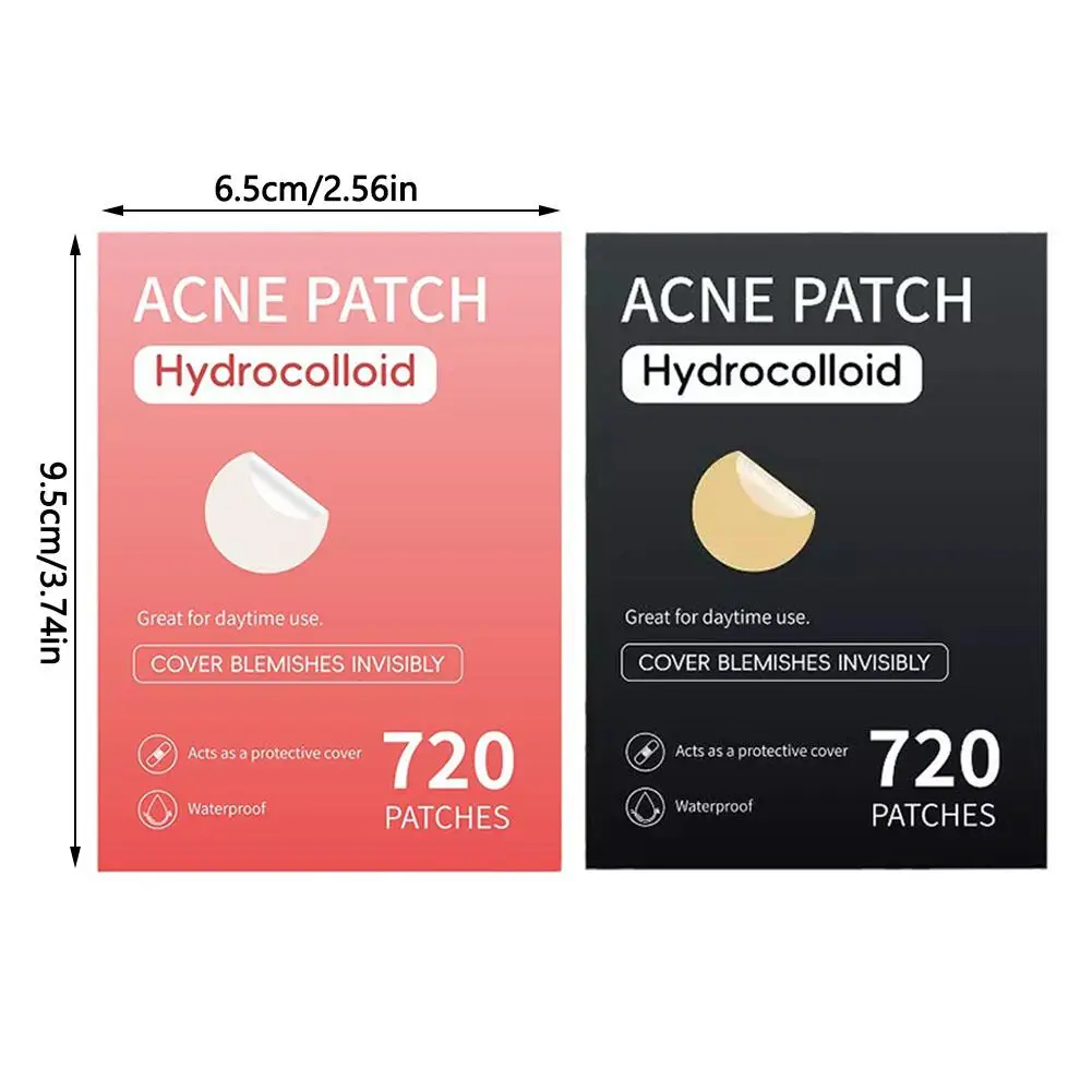 

720/1080pcs Skin-Tone Round Acne Patches Hydrocolloid & Gentle Cover Hydrocolloid Invisible Pimple Patch Acne Stickers