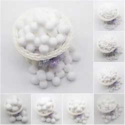 Biały pompon 8mm 10mm 15mm 20mm 30mm 40mm Pom Poms Ponpon Crafts Supplies DIY for Kids Garment Sewing Home Wedding Decorations