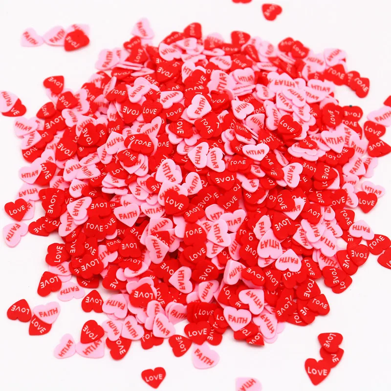 10g Heart Polymer Clay Lovely Cute Heart Clay Slices Valentine Sprinkles for DIY Craft Slime Filling Nails Art Accessories