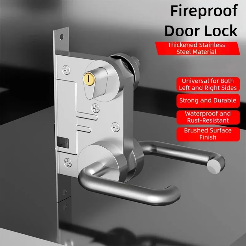 Stainless Steel Fire Lock Escape Door Corridor Door Universal Door Lock Complete Set Of Convenient Installation Universal Lock