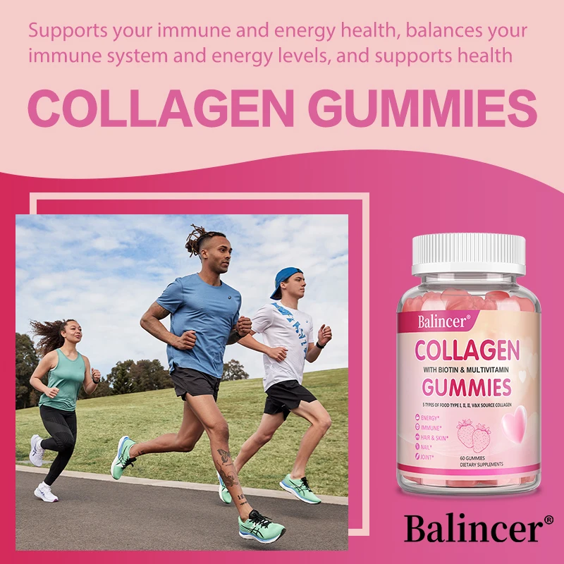 

Collagen Gummies - Contains Biotin and Vitamin C, Benefits Hair, Nails, Skin, and Joint Health, Provides Energy, Antioxidant