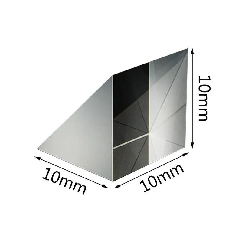 10x10x10MM Optical Glass Right Angle Refraction Triangular Prism External Optical K9 Glass Material Testing Light Refraction