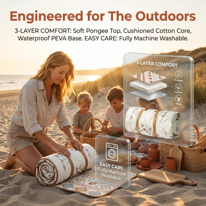 

2x2m Aluminum Film Moisture-Proof Mat Thickened Machine Washable for Outdoor Picnic Camping Lawn Beach