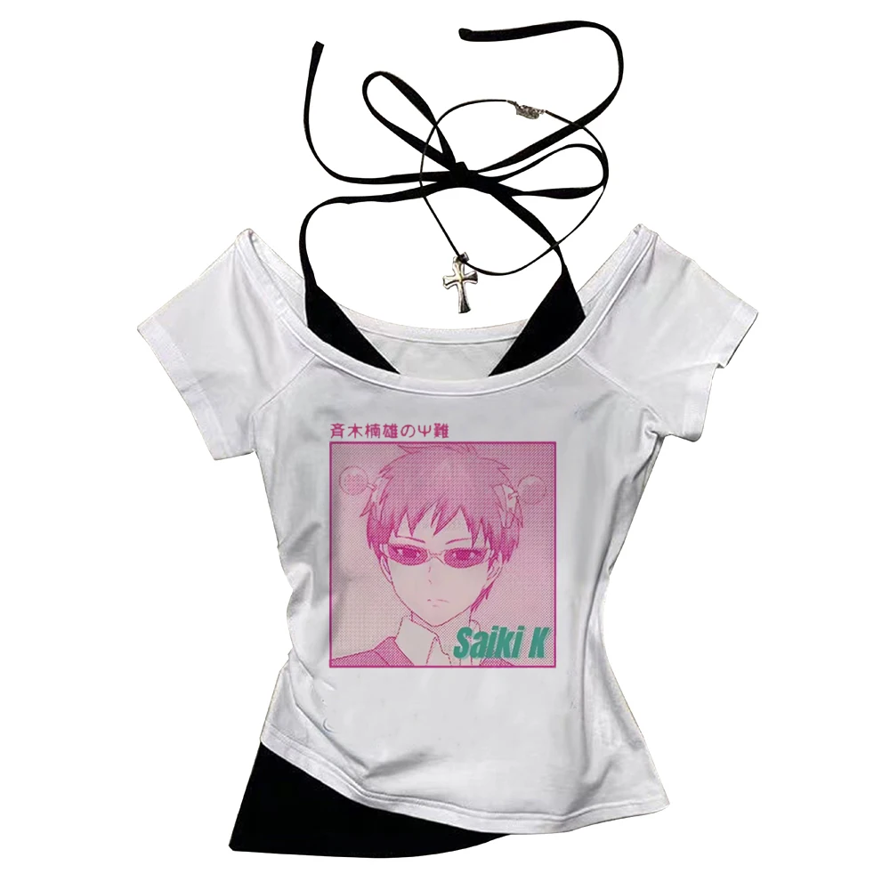 Saiki K Crop-Top Mädchen Manga süße Szene Shirt koreanische Mode Goth Vintage Meme Manga – Detail 6