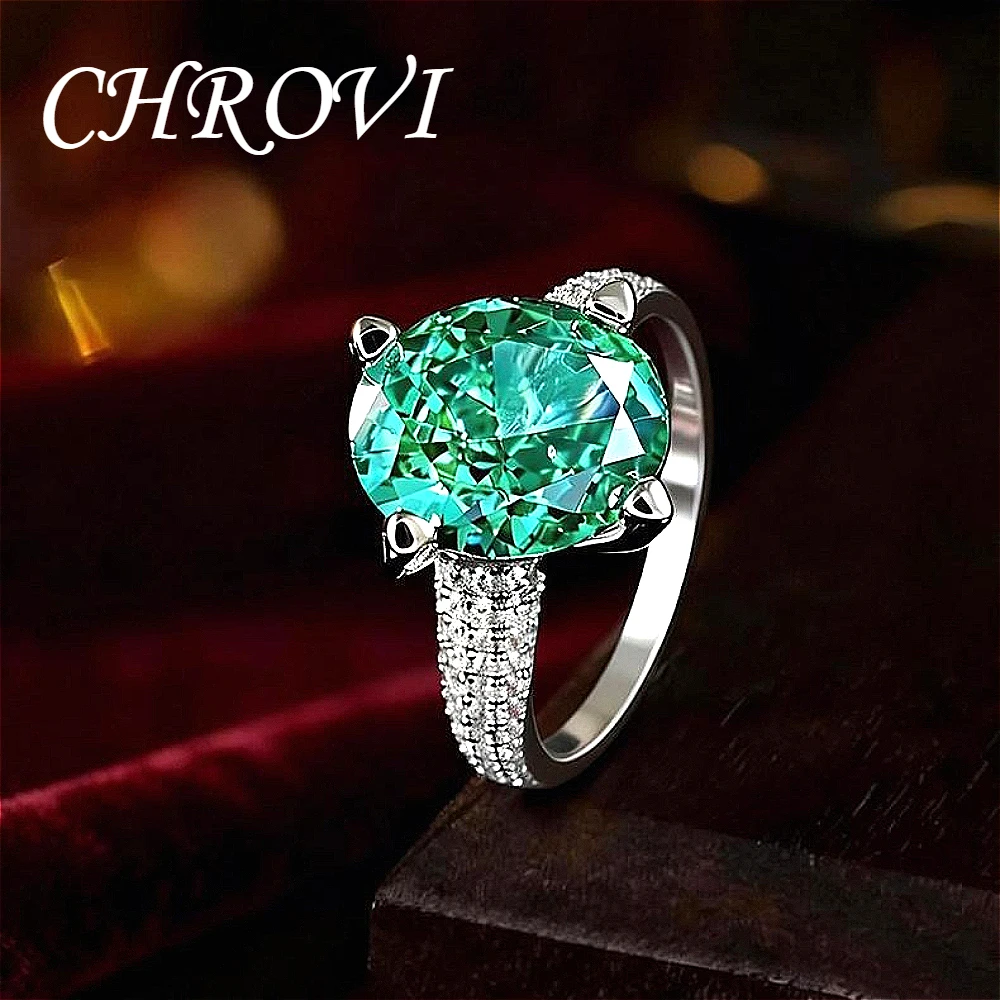 Luxury-Style 925 Sterling Silver Green Ice Flower Zirconia Open Ring for Women - High-end Luxury Wide Arm Ring