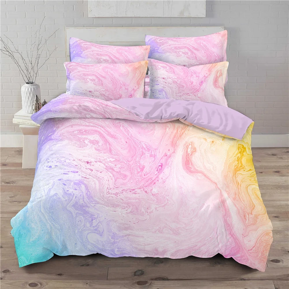 

Rainbow Gradient Bedding Set Gradient Colors Duvet Cover with Pillowcases Single Twin Full Queen King Girl Kids Quilt Cover