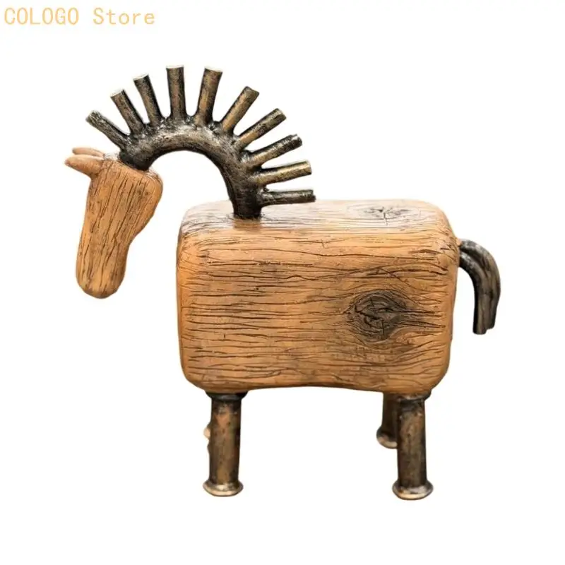 Brown Animal Figurine with Textured Wood-Look Character for Indoor Displays and Miniature Landscape Arrangements D0LD