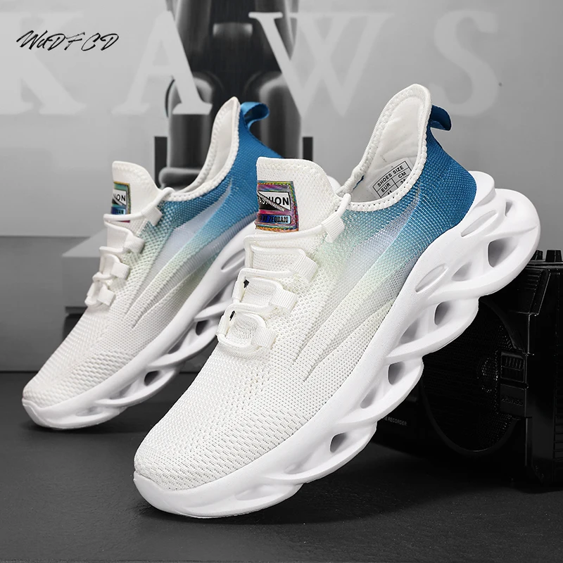 Running Sneakers Plus Size 45 46 47 48 Mens Sport Shoes Fashion Casual Knitting Mesh Breathable Height Increased Platform Shoes