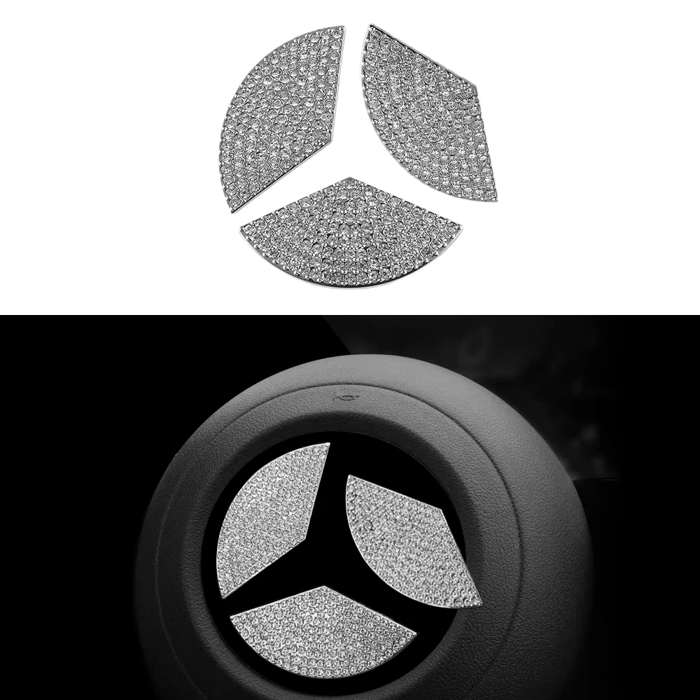 49mm New Car Steering Wheel Trim Sticker Fits For Mercedes-Benz CLA GLA New C E Class 2016-19 Airbag Cover Interior Accessories