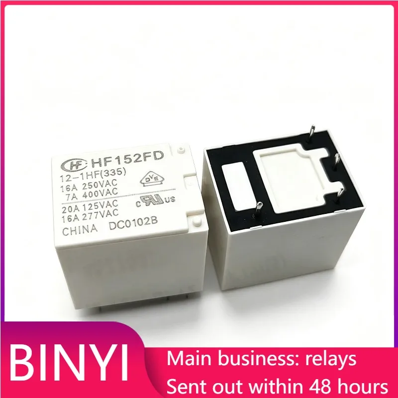 12VDC Single Pole Single Throw Relay HF152FD 12-1HF4pin HF152FD 12-1ZSTF 5pin 20A 250VAC High Load Industrial Control Relay