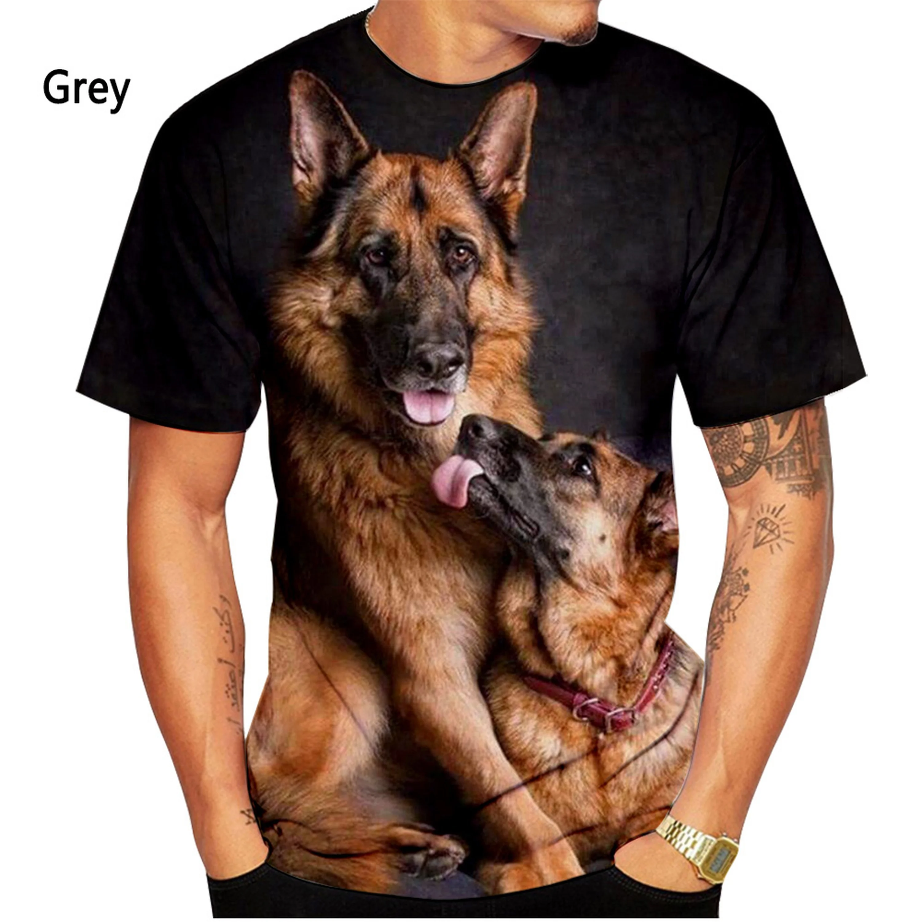 2022 Men\'s and Women\'s Summer Casual Short-sleeved Dog Shirt Tops New Fashion German Shepherd 3D Printing T-shirt