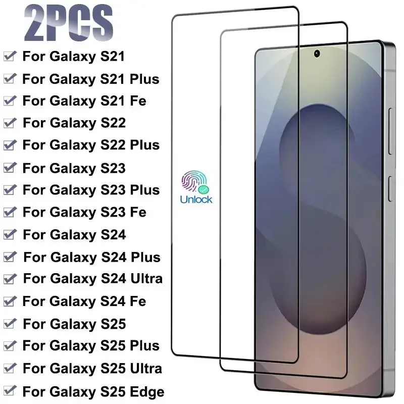 2PCS Tempered Galaxy S21 S22 Plus Ultra Screen Protector For Samsung S23 S24 S25 Fe Edge Glass