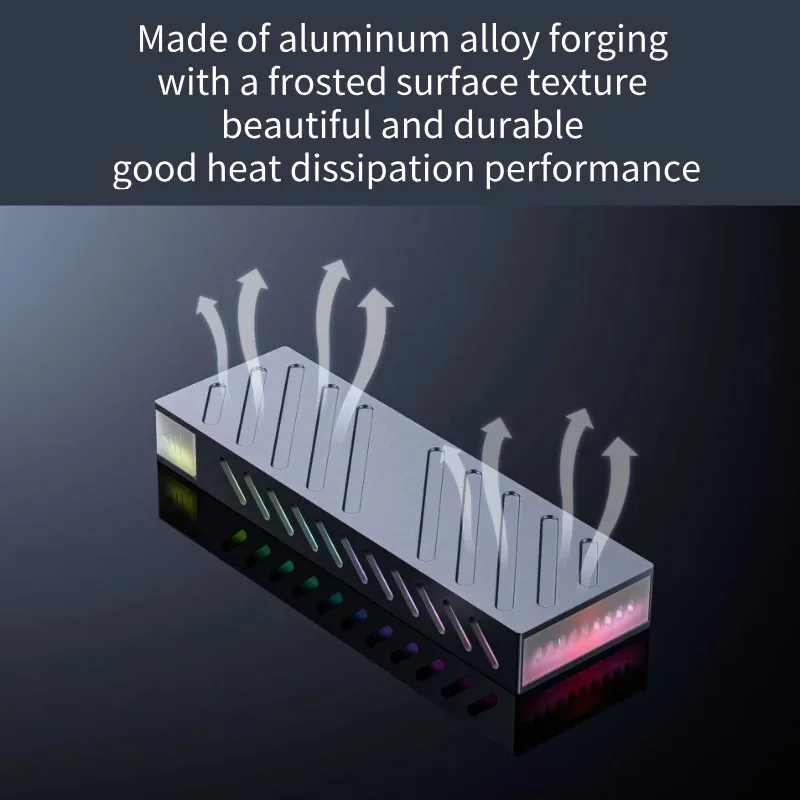 Custodia M.2 SATA NVMe Custodia SSD esterna RGB da 10 Gbps Tipo C Adattatore per disco rigido USB3.1 M.2 2230 2242 2260 2280 Scatola di immagazzinaggio per PC