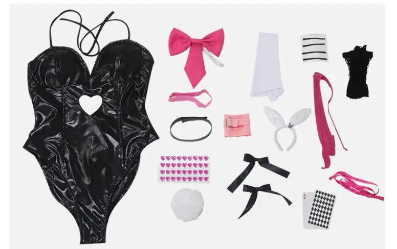 Sexy Rabbit Hole Cosplay Black Patent Leather Bunny Girl Sexy Cute 2026 Halloween Cosplay Costume Headdresses Clothes Bows Girl