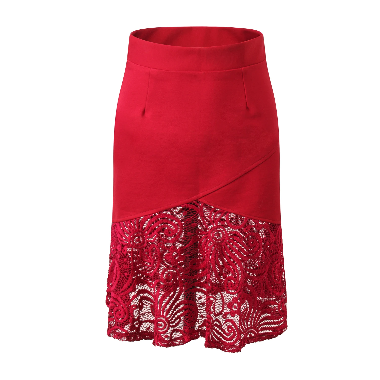 

Новая женская модель элегантной юбки с кружевными вставками и эффектом стрейч, подчеркивающей бедра.