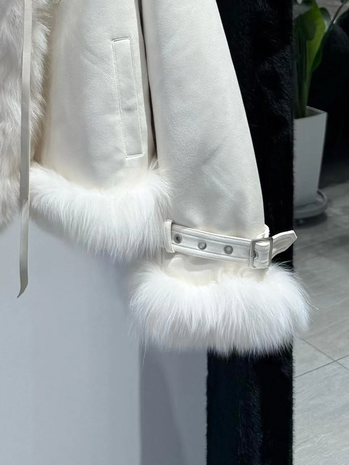 Thiened Suede Fur Collar down Jaet Outerwear for Women High End Autumn Winter Faion Commute Sle Loose Fit Long Sve