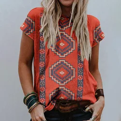 Summer Western Ethnic Style 3D Print T-shirts Women Streetwear Fashion Short Sleeve T Shirt O-neck Kids Tees Tops Clothing