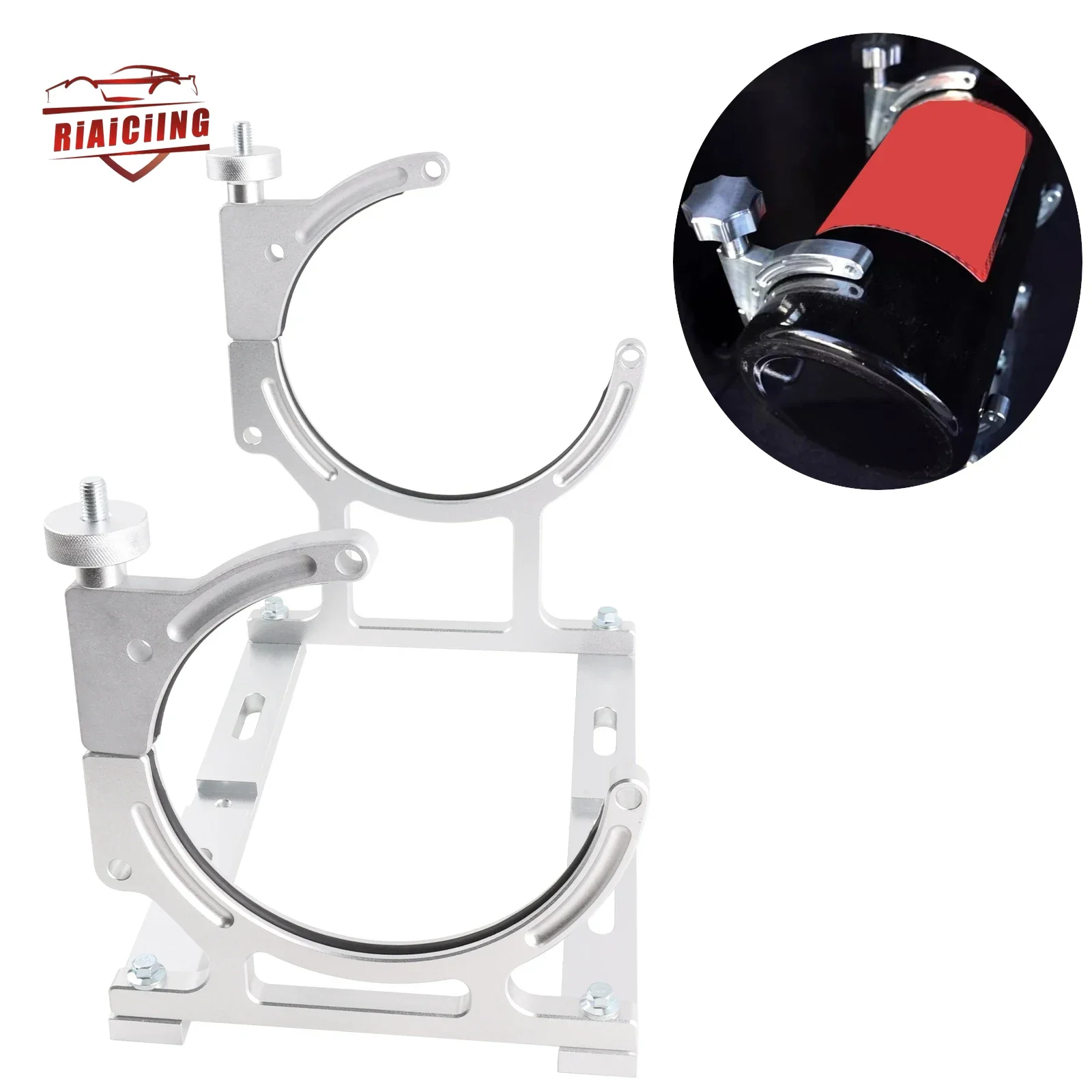 Durable 7” Nitrous Oxide NOS Single Bottle Holder Bracket - Nitrogen Support in Stylish Silver or Black