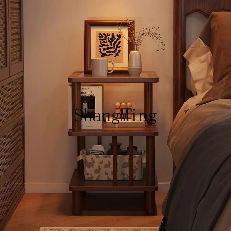 

FG solid wood bedside table simple bedroom bedside table antique home shelf sofa small side few
