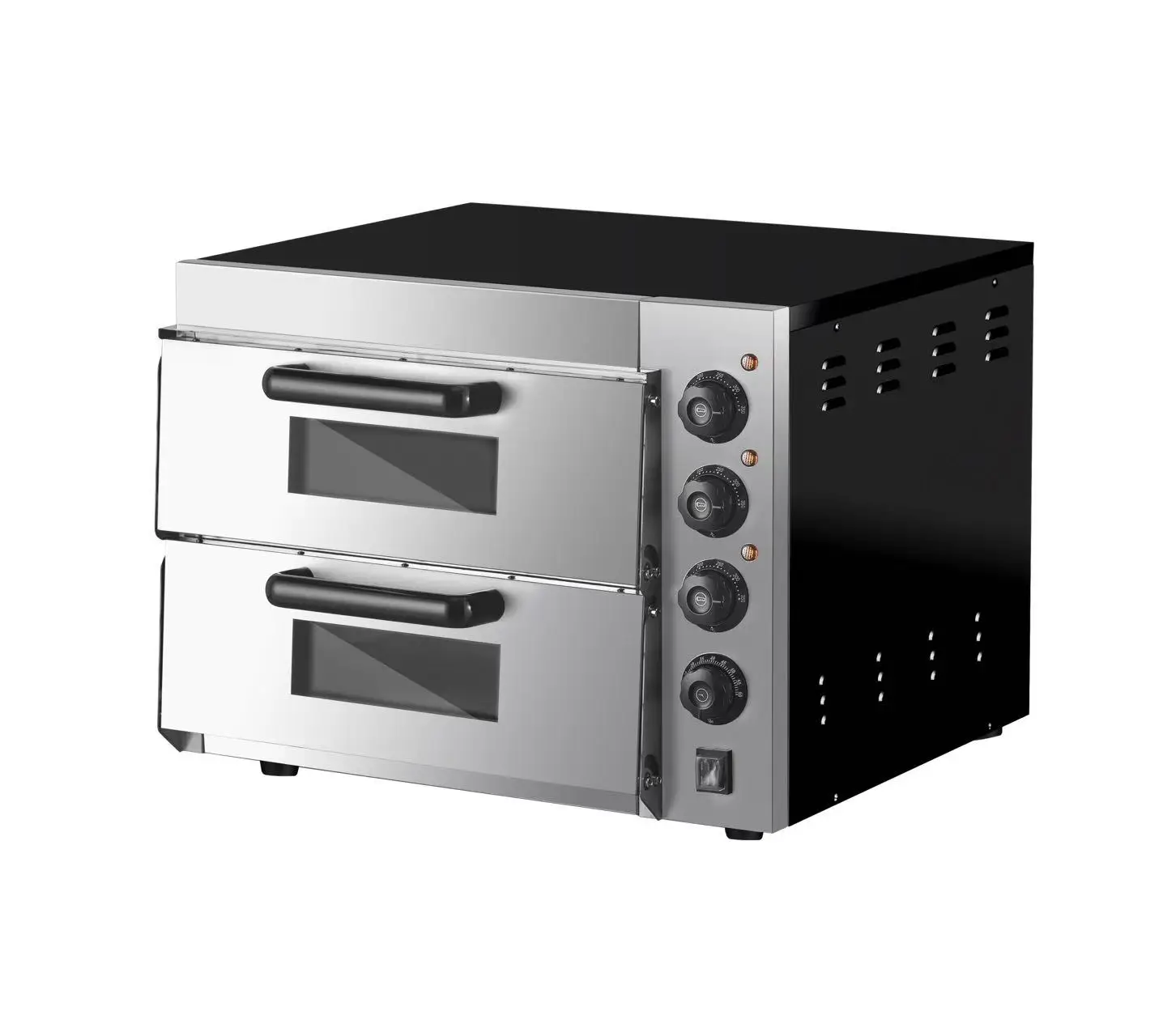 220V High Efficiency Double Deck Commercial Pizza Oven Stainless Steel Electric Pizza Baker With Independent Temp Control