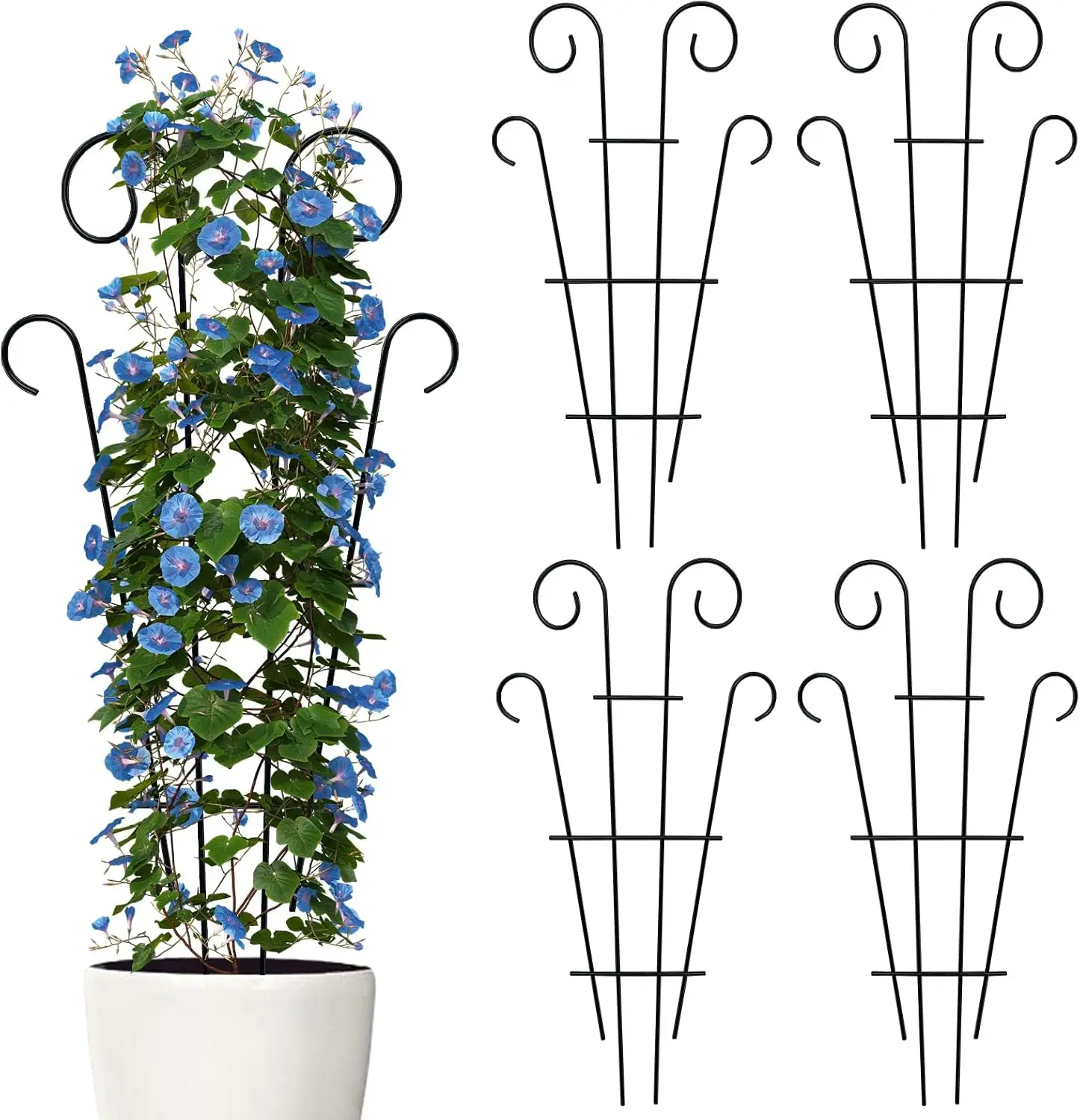 

4 Pack 43'' Indoor Plant Trellis for Potted Plants Climbing, Outdoor Metal Garden Trellis Houseplants Flowers Vine Ivy, Wave Sha