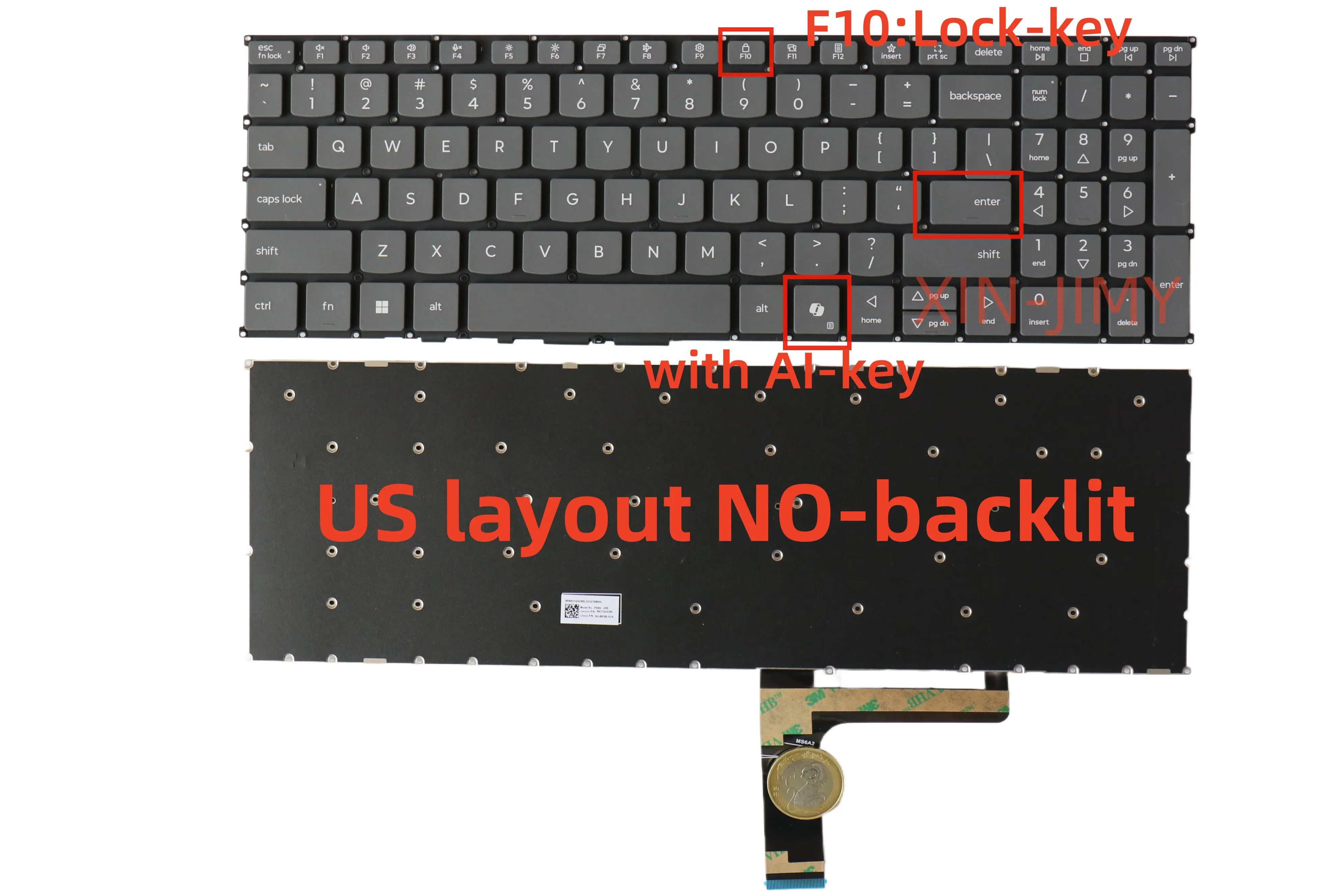 

US layout Gray Laptop Keyboard For Lenovo Yoga Pro 9 16IRP8 83BY with AI Key No-backlit