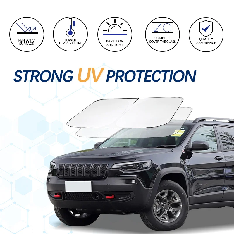 

Windshield Sun Shade For Jeep Cherokee Kj Xj Sunshade Sun Visor Protector Foldable Blocks UV Rays Keep Your Car Cooler