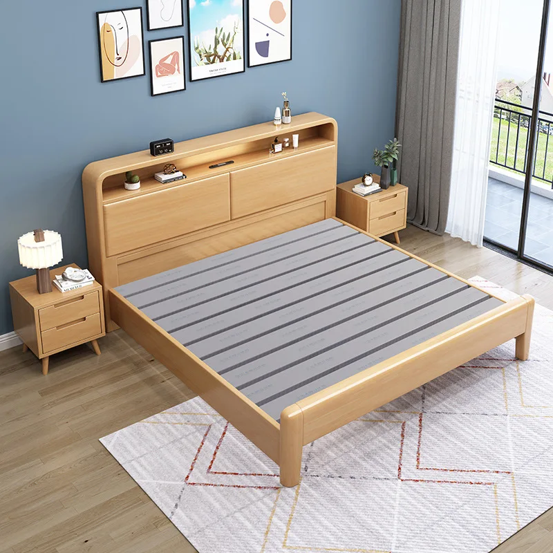 

Solid wood bed master bedroom home modern simple 1.8 double