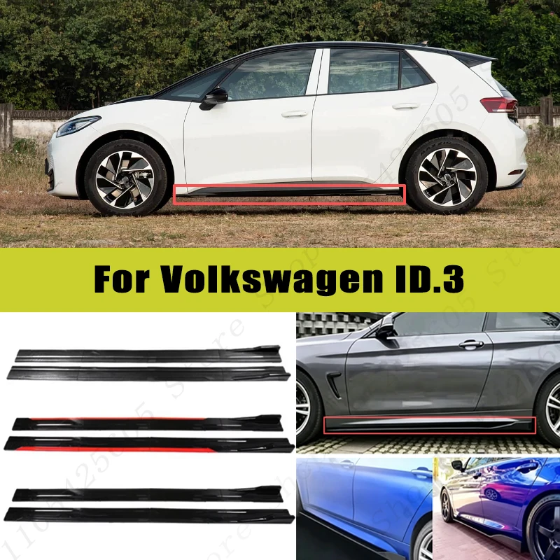 For Volkswagen ID.3 Racing Sport Side Skirts 2.0/2.2M 86.6" ABS Splitters Extended Lip Body Kit Bumper Modified Parts 8Pcs
