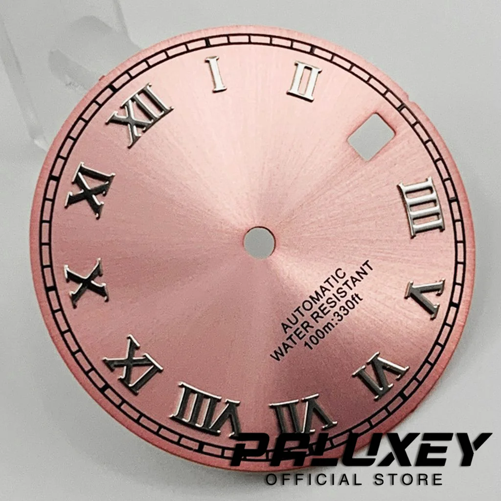 Nh35 29mm Pink Dial Watch Dial For NH35A 4R35 Movement Roman Numerals Watch Faces Replacement Parts
