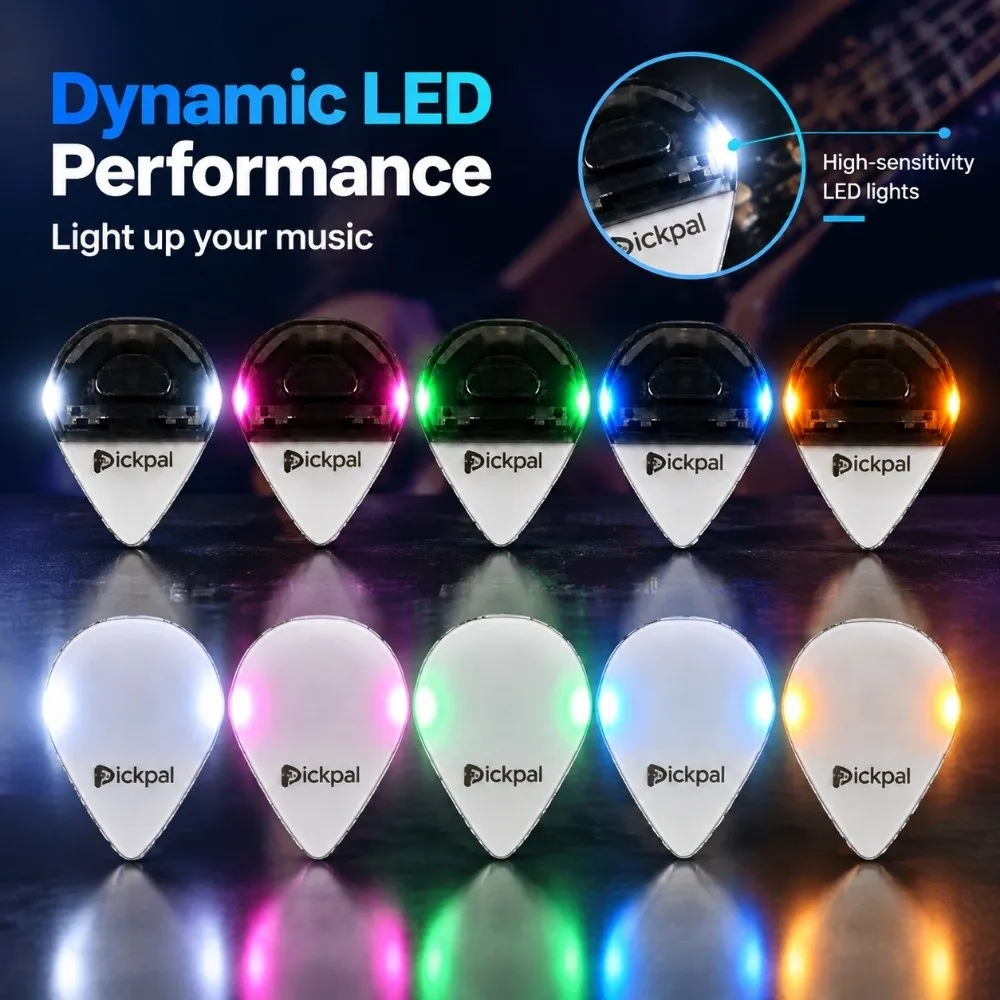 ABS LED Luminous Guitar Pick with High-Sensitivity Light Non-Slip LED Light Guitar Luminous Picks for Bass Electric Guitarists