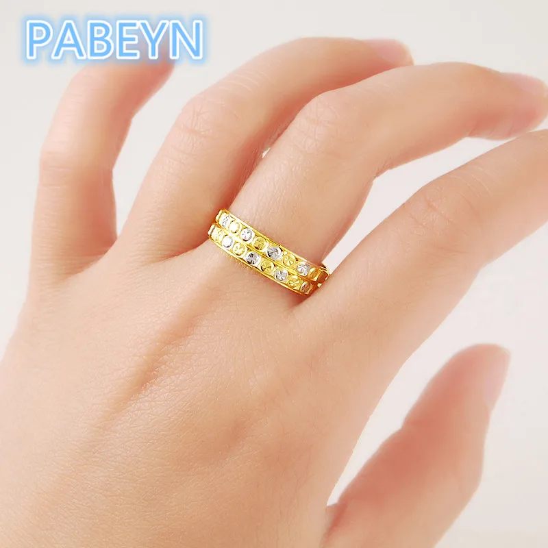 24K yüzük kaplama altın çubuk yüzük erkek ve kadın düğün çekicilik takı hediyeler