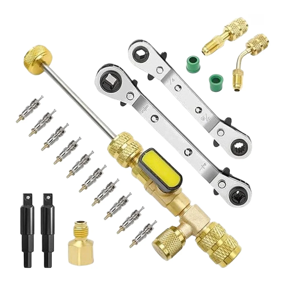For HVAC Valve Core Removal Tool Compatible with R22 R410A R134A and Air Conditioning Systems Brass Construction