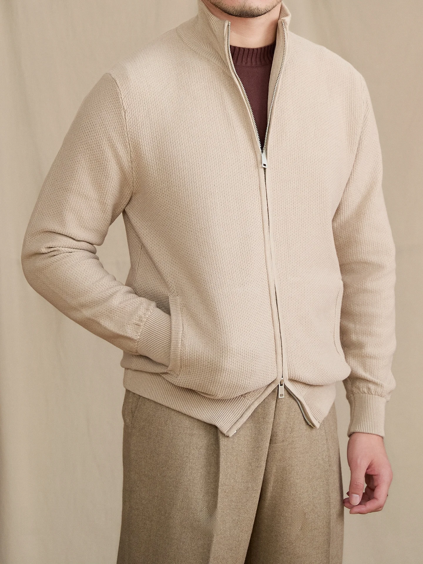 

Mr. Deer Tee's Autumn Winter Briti Sle Slim Fit Thin Knitted Wool Blend Cardigan Italian Vintage Casual Coat for Men