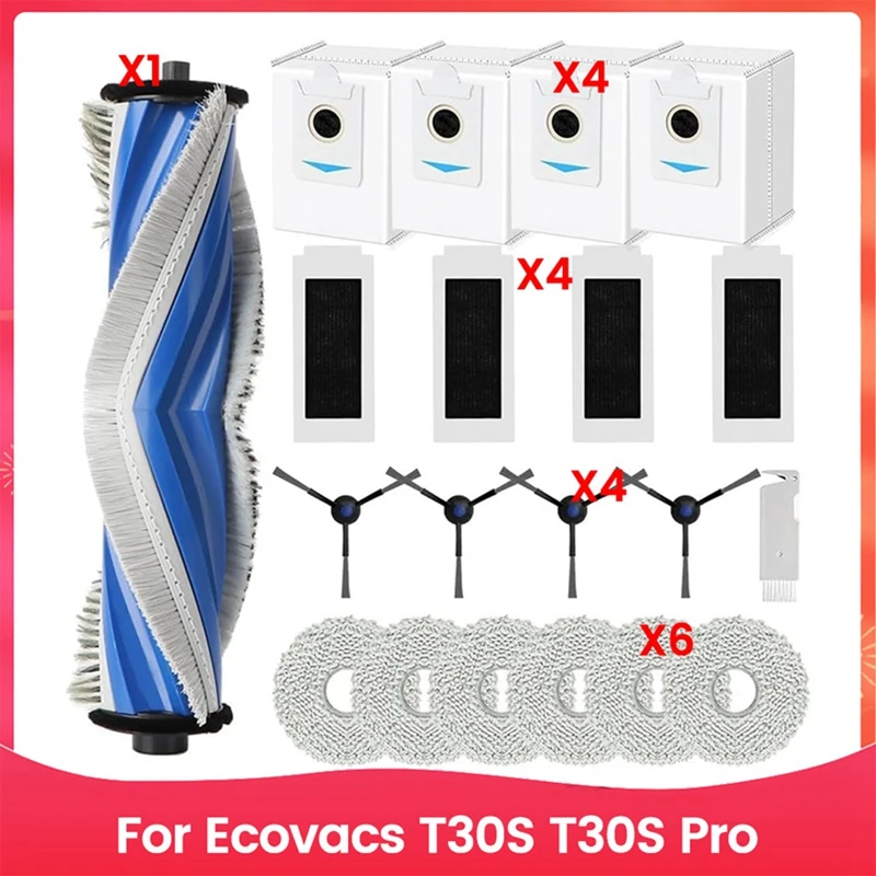 

For Ecovacs T30S T30S Pro Robot Vacuum Cleaner Main Side Brush Hepa Filter Mop Cloth Dust Bags Accessories