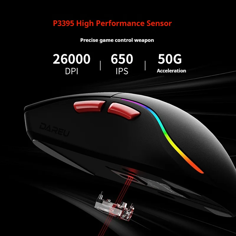 Dareu A950 Air Wireless Gamer Mouse 2 Mode 30000dpi Aim-750u 8k Bluetooth Mouse Lightweight Gaming Mice Pc Office Custom Gift