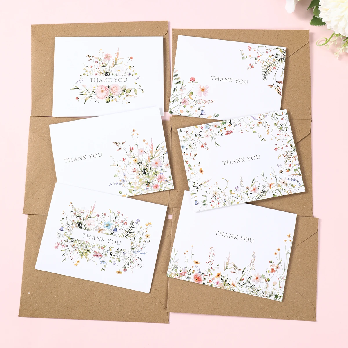 Thank You Greeting Card Envelope Sets Happy Birthday Party Decorations Spring Wild Flower Wedding Invitation Cards Party Gifts