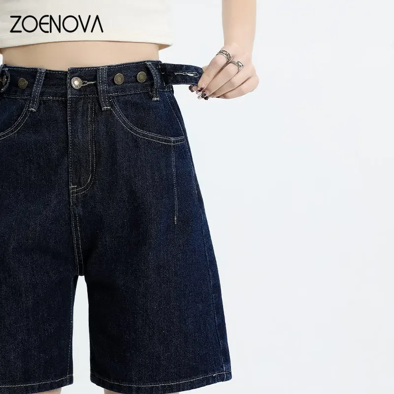 ZOENOVA moda donna a vita alta estate auto coltivazione Multi pulsante versione di regolazione pantaloncini a cinque punti quattro colori opzionali