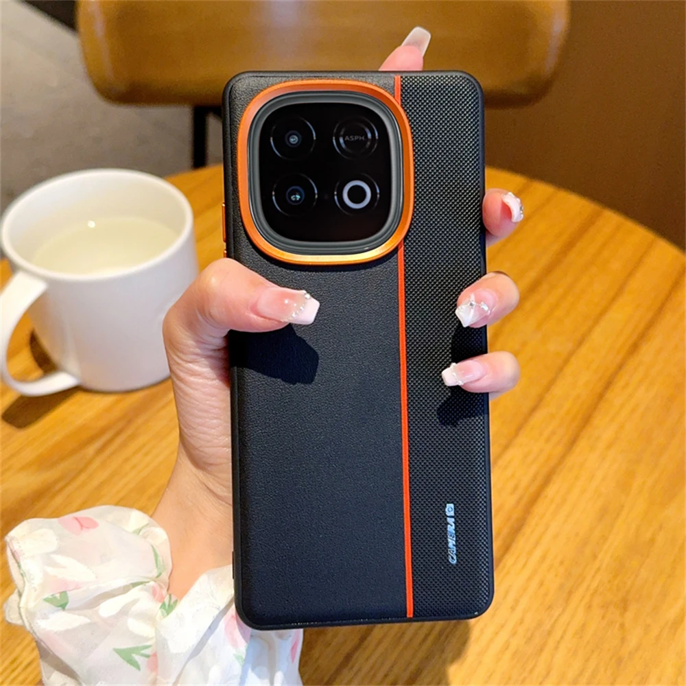 ل VIVO IQOO Z10 Turbo Pro Z10Turbo مطلي PC ثقب كبير ثلاثي الألوان عدسة معدنية حلقة مكافحة بصمة مكافحة الإفلات جراب هاتف #5