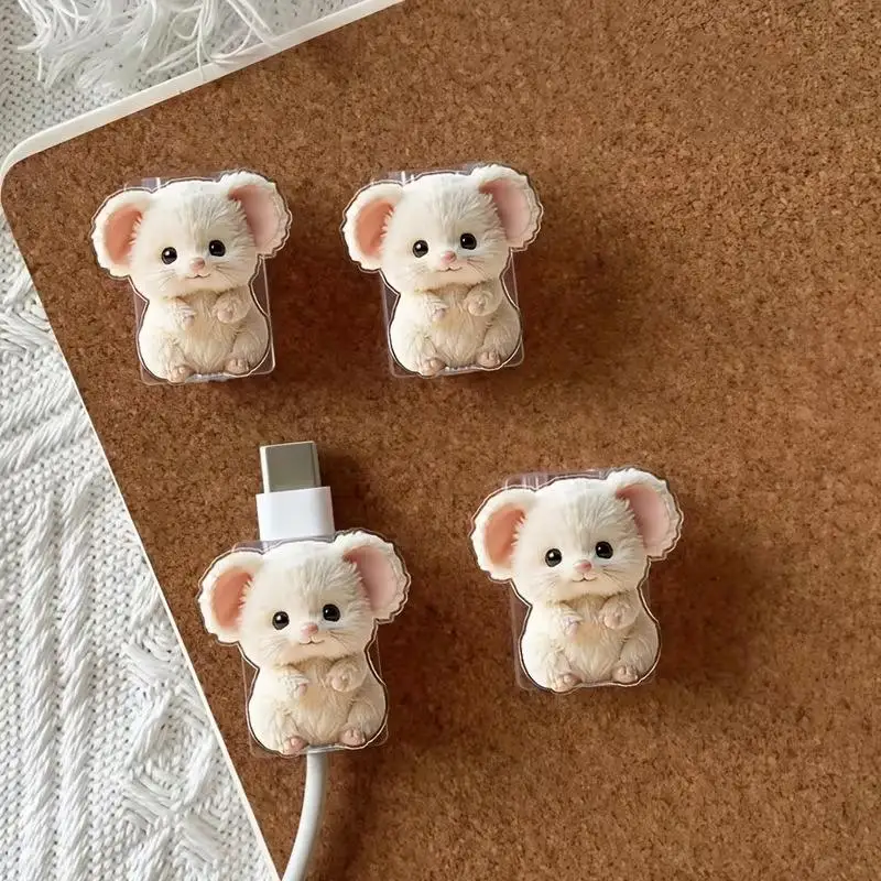 2Pcs Animal 2D Acrylic Cartoon Cat-Shaped Data Cable Protectors, Suitable for Type-C/Charging Interface to Prevent Charging Cab