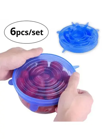 6pcs Reusable Silicone Stretch Lids For Food Bowls - Multifunctional Fruit And Vegetable Fresh-Keeping Cover