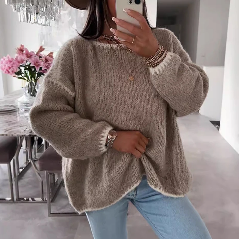 

Fall/Winter 2025 Pullover Long Sleeve Leisure Knitwear Commuter Women's Sweater