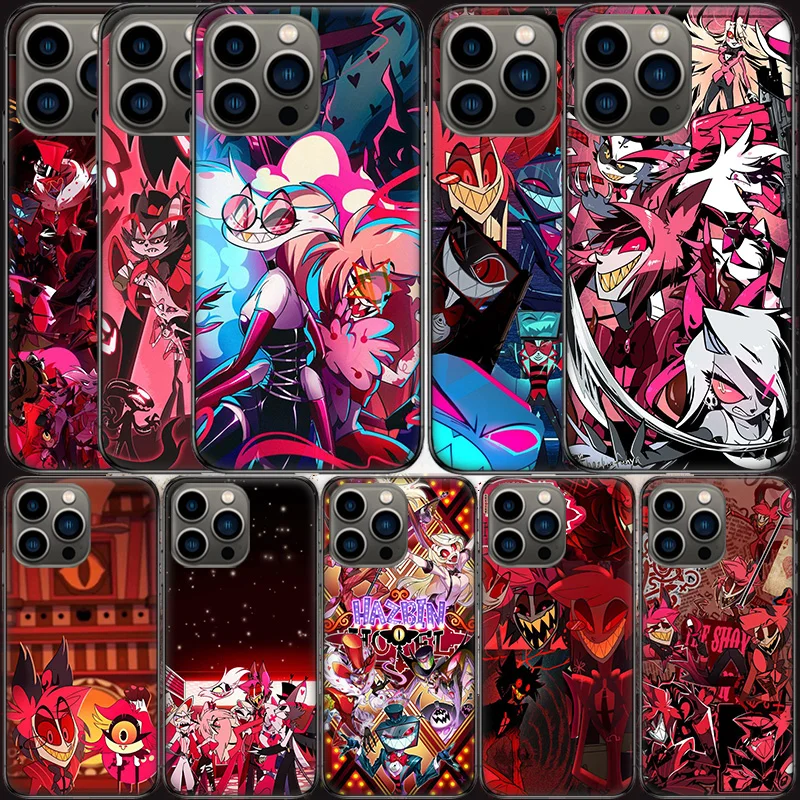 Anime H-Hazbin-H-Hotel Phone Case For Apple Iphone 16 15 Plus Soft 13 12 Mini Cover 11 14 Pro Max Capa 8 7 SE Shell Coque Silico