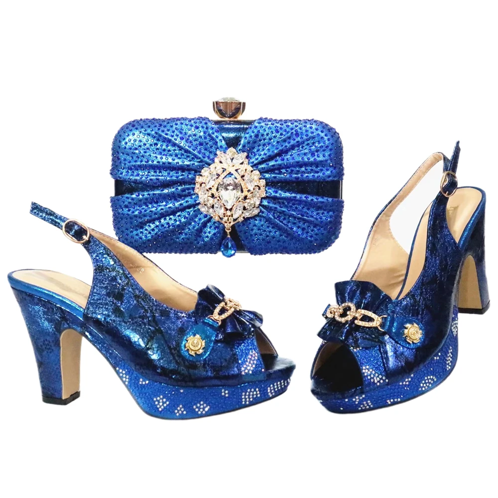 Women\'s Handbag With Platform Slling Back Shoes And Bag Set In Italian Style Peep Toe High Heels Matching Clutch