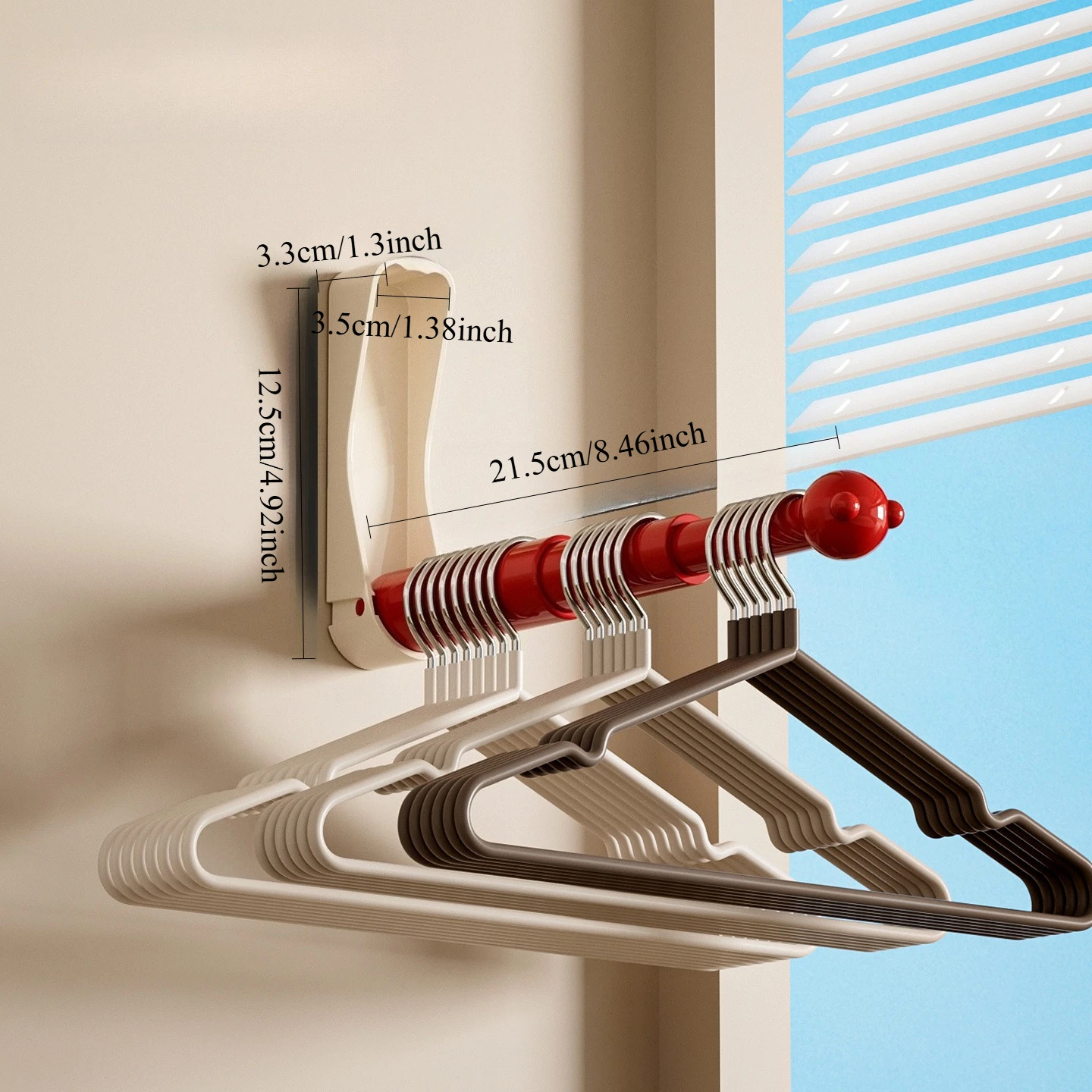 4PcsHanger Storage Artifact Non Perforated Home Balcony Hanger Storage Rack Wall Mounted Scalable Hanger